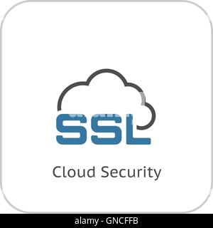 Cloud Security Icon. Flat Design. Stock Vector