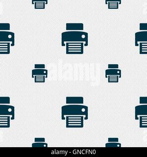 fax, printer icon sign. Seamless pattern with geometric texture. Vector Stock Vector