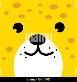 square leopard face icon button Stock Vector