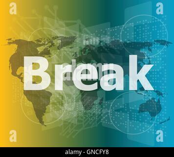 The word break on digital screen, business concept vector illustration Stock Vector