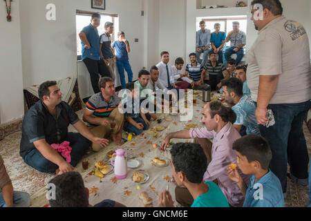 Bandar Torkaman, Turkmen Wedding, Men's Lunch Room Stock Photo