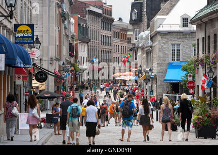 North America, Canada, Quebec, Montreal, Rue Saint Paul E at Place Jacques Cartier, Tourists in Old Montreal Stock Photo