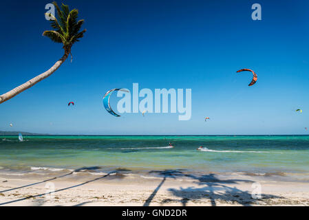 famous bolabog kite surfing  beach in exotic tropical paradise boracay island philippines Stock Photo