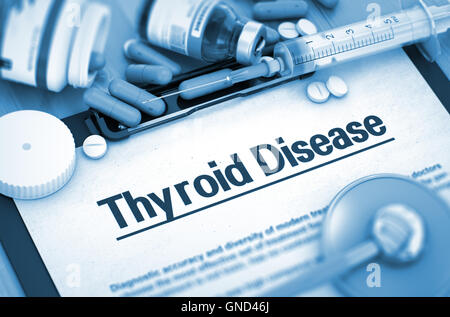 Thyroid Disease Diagnosis. Medical Concept. 3D Render. Stock Photo