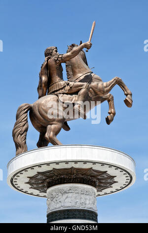 Statue of Alexander the Great in Skopje, Macedonia Stock Photo