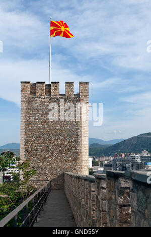 Tower and walls of Kale fortress, Skopje, Macedonia Stock Photo