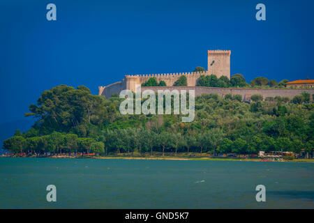 Castiglione del Lago, on Lake Trasimeno, Perugia Province, Umbria, Italy.  Part of the Lago Trasimeno Regional Park. The so-call Stock Photo