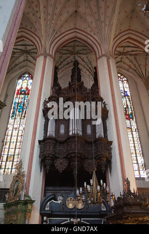 Poland, Torun, Mannerist organ in St Mary Church (Church of the Assumption of the Blessed Virgin Mary) Stock Photo