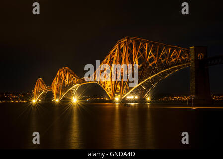 The Forth railway bridge at night Stock Photo