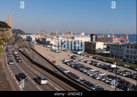 Brest commercial port saw of cours d'Ajot. Stock Photo