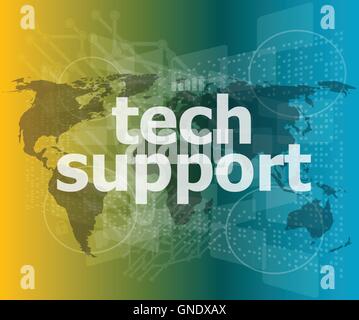 tech support text on digital touch screen - business conceptvector quotation marks with thin line speech bubble. concept of cita Stock Vector