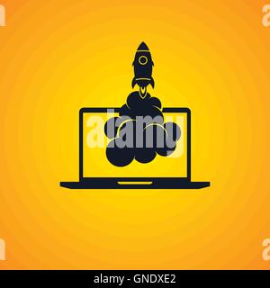 start up program rocket computer boot program Stock Vector