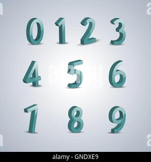 Volumetric numerals, vector illustration. Stock Vector