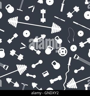 Seamless background from sports equipment, vector illustration. Stock Vector