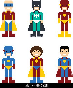 pixel people superhero avatar Stock Vector