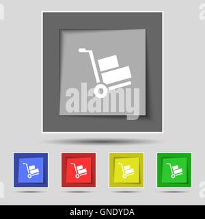 Loader icon sign on original five colored buttons. Vector Stock Vector