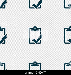 Document grammar control, Test, work complete icon sign. Seamless pattern with geometric texture. Vector Stock Vector