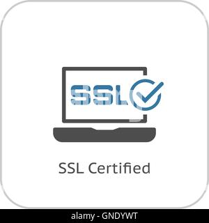 SSL Certified Protection Icon. Flat Design. Stock Vector