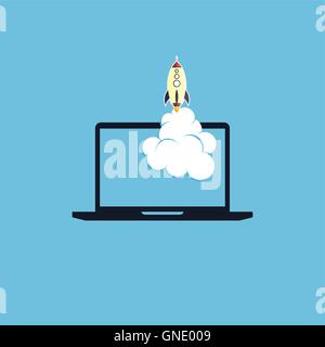 start up program rocket computer boot program Stock Vector