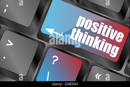 positive thinking button on keyboard - social concept vector . keyboard keys, keyboard button, keyboard icon Stock Vector