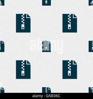 computer zip folder, archive icon sign. Seamless pattern with geometric texture. Vector Stock Vector
