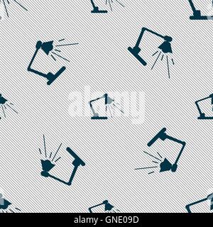 Reading-lamp icon sign. Seamless pattern with geometric texture. Vector Stock Vector