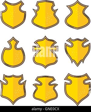 cartoon shield doodle theme collection Stock Vector