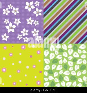 Four seamless spring background patterns Stock Vector