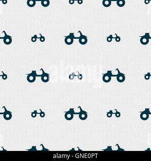 ATV icon sign. Seamless pattern with geometric texture. Vector Stock Vector