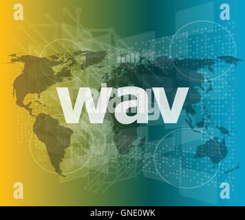 digital concept: wav word on digital screen vector illustration Stock Vector