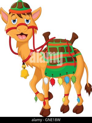 cute camel cartoon walking Stock Vector