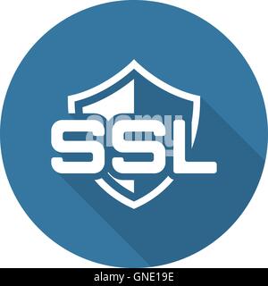 SSL Protection Icon. Flat Design. Stock Vector