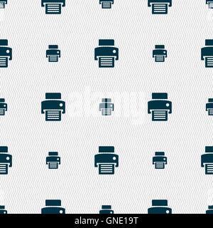 fax, printer icon sign. Seamless pattern with geometric texture. Vector Stock Vector