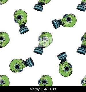 Gas mask seamless vector pattern Stock Vector