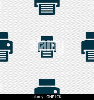 fax, printer icon sign. Seamless pattern with geometric texture. Vector Stock Vector