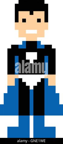 pixel people superhero avatar Stock Vector