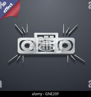Radio cassette player icon symbol. 3D style. Trendy, modern design with ...