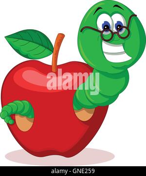 caterpillar and apple Stock Vector