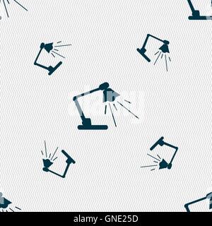 Reading-lamp icon sign. Seamless pattern with geometric texture. Vector Stock Vector