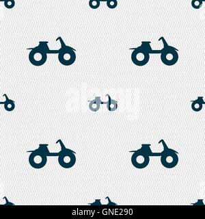 ATV icon sign. Seamless pattern with geometric texture. Vector Stock Vector