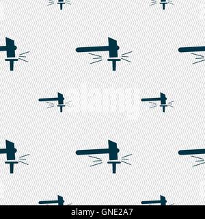 The smithy. Forge and stithy, blacksmith icon sign. Seamless pattern with geometric texture. Vector Stock Vector