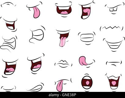 Cartoon Mouth With Tongue Set Vector Symbol Icon Design. Beautiful 