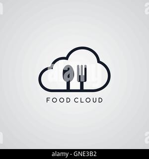 food cloud fork spoon theme Stock Vector