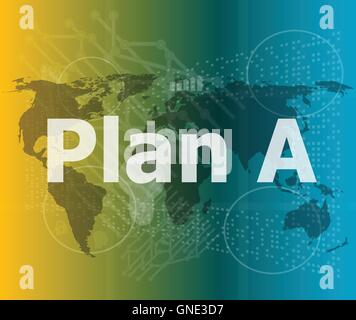 The word plan a on digital screen, business concept vector illustration Stock Vector