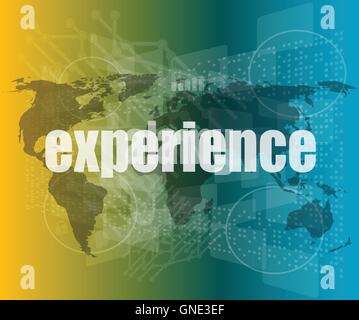 business concept: words experience on digital screen vector quotation marks with thin line speech bubble. concept of citation, i Stock Vector