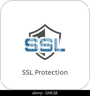 SSL Protection Icon. Flat Design. Stock Vector