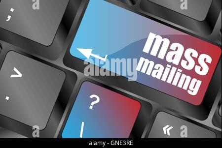 Marketing concept: computer keyboard with word Mass Mailing vector . keyboard keys, keyboard button, keyboard icon Stock Vector