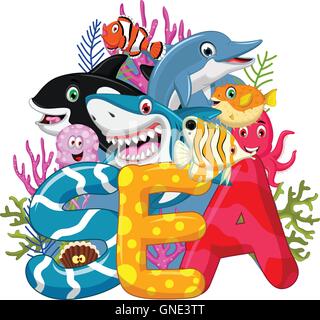 Sea life cartoon Stock Vector