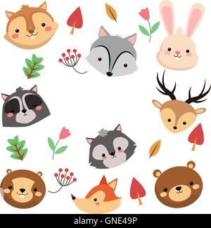forest animals pattern icon Stock Vector