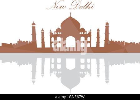 Isolated landscape of Taj mahal on a white background, Vector illustration Stock Vector